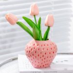 Cute Strawberry Ceramic Vase - Stylish Living Room & Home Decoration 