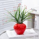 Cute Strawberry Ceramic Vase - Stylish Living Room & Home Decoration 