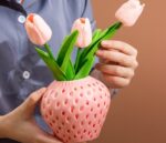 Cute Strawberry Ceramic Vase - Stylish Living Room & Home Decoration 